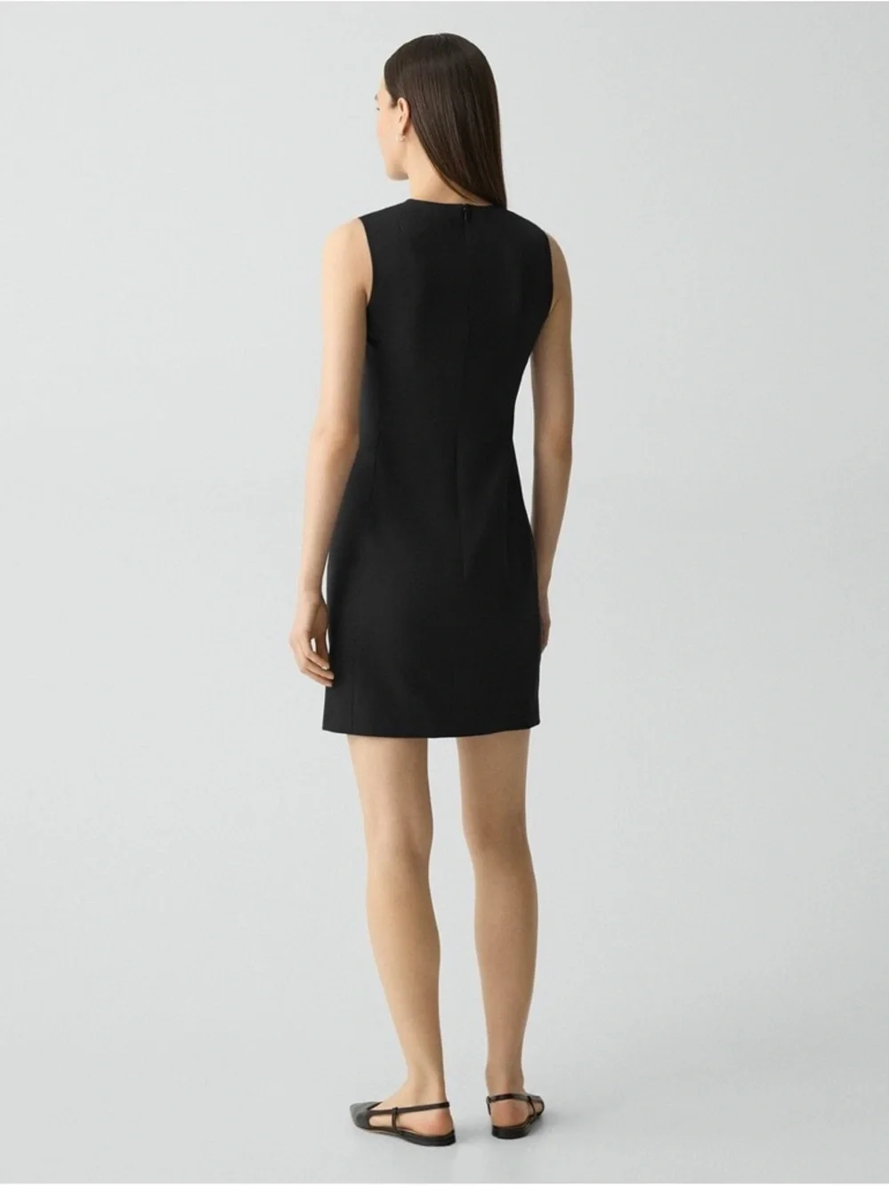 Theory Sleek Sleeveless Fitted Black Good Wool Dress - Picture 9 of 10